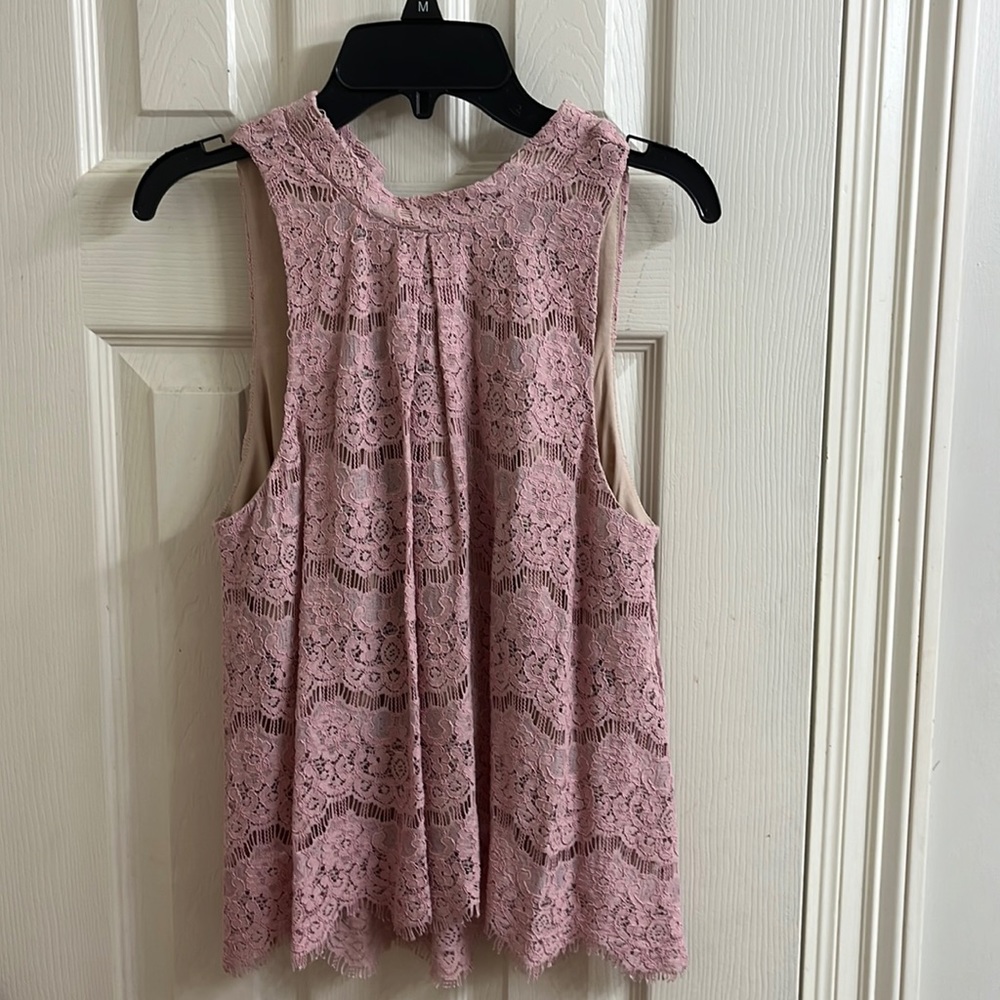 Pink lace halter top